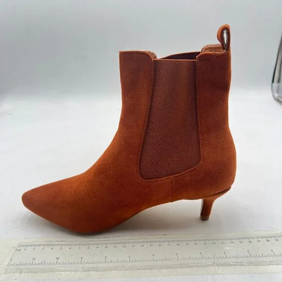 Elegant Brown Pointed Toe Kitten Heel Ankle Length Fall Booties Brown-8.5 Elegant Brown Pointed Toe Kitten Heel Ankle Length Fall Booties Brown-8.5